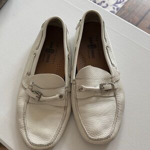 Men’s White Leather Bit-Detail Driving Loafers
